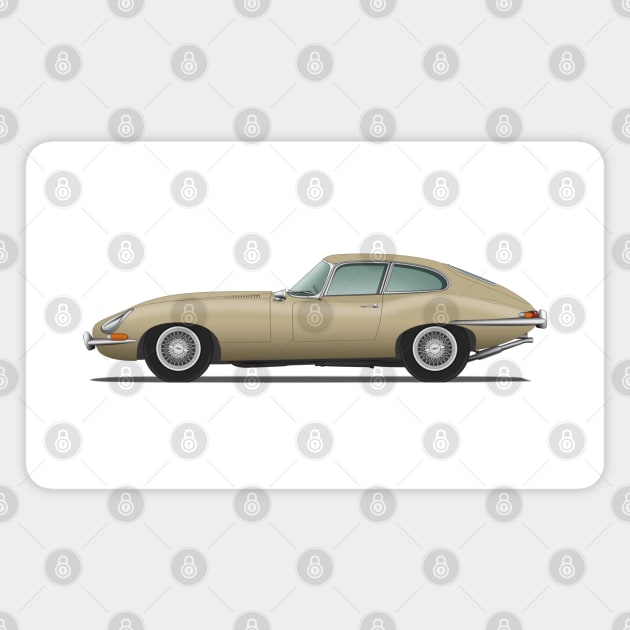 Jaguar E Type Fixed Head Coupe Golden Sand Magnet by SteveHClark